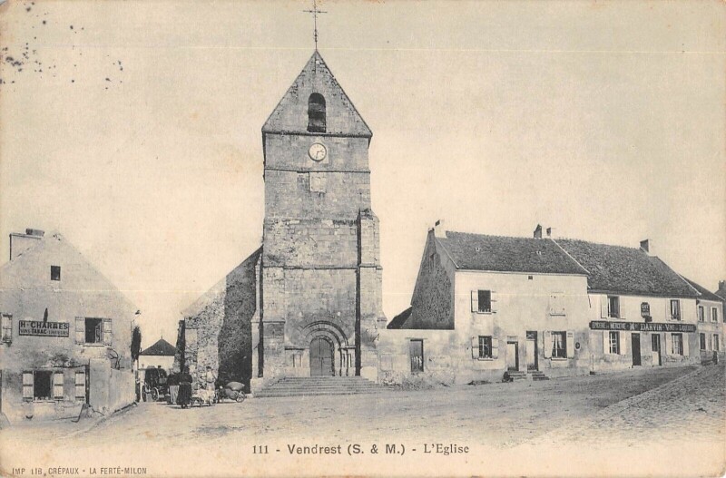 Carte postale ancienne Vendrest - L'Eglise à Vendrest