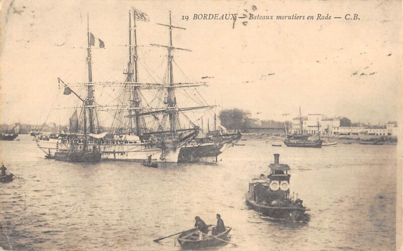 Carte postale ancienne Bordeaux - Bateaux Morutiers En Rade à Bordeaux
