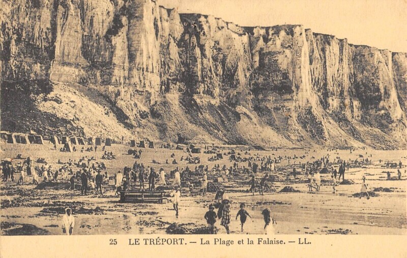 Carte postale ancienne Le Treport - La Plage Et Les Falaises