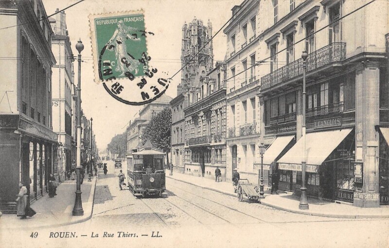 Carte postale ancienne Rouen - La Rue Thiers à Rouen