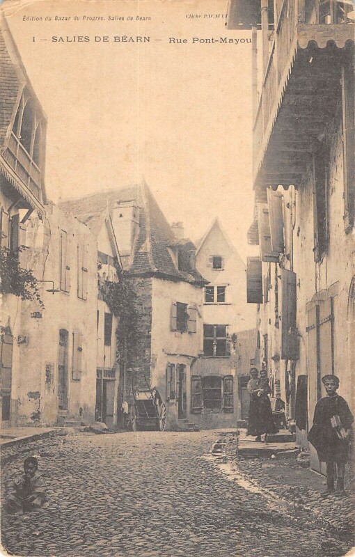 Carte postale ancienne Salies De Bearn - Rue Pont Mayou