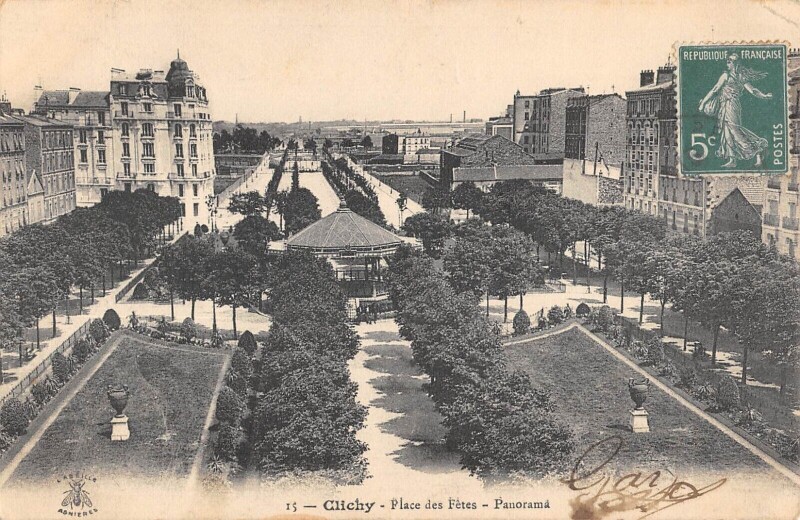 Carte postale ancienne Place des Fêtes — Panorama à Clichy
