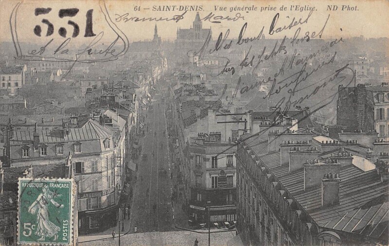 Carte postale ancienne Saint Denis - Vue Generale Prise De L'Eglise à Saint-Denis