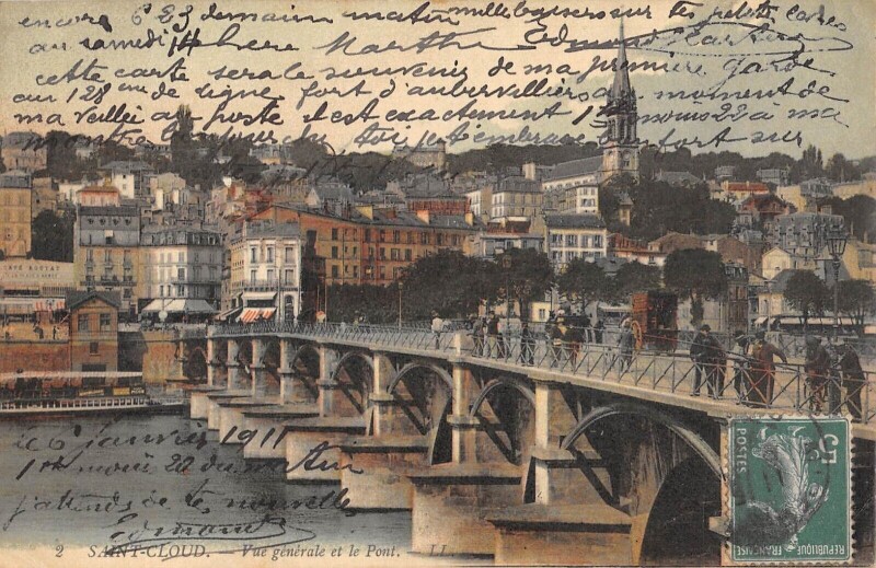 Carte postale ancienne Saint Cloud - Vue Generale Et Le Pont à Saint-Cloud
