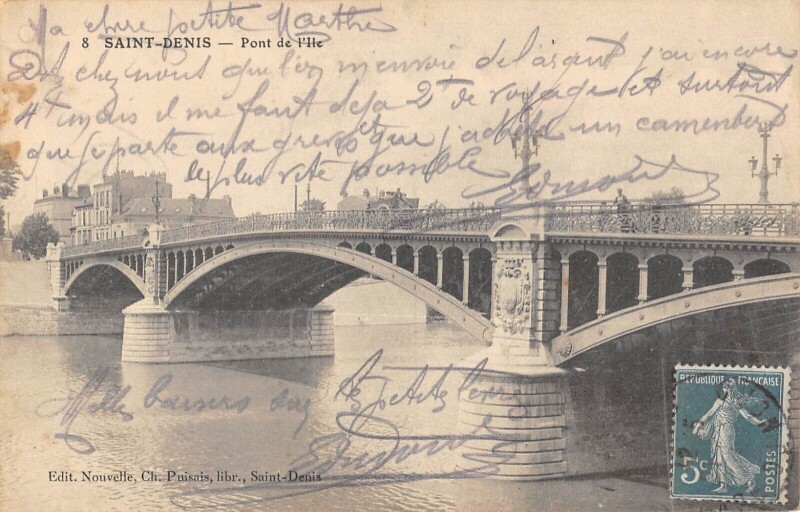 Carte postale ancienne Saint Denis - Le Pont De L'Ile à Saint-Denis