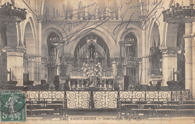 Carte postale ancienne Saint Denis - Interieur De L'Eglise Neuve à Saint-Denis