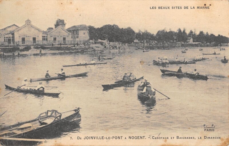 Carte postale ancienne De joinville le pont a nogent - Canotage Et Baignades - Le Dimanche à Joinville-le-Pont