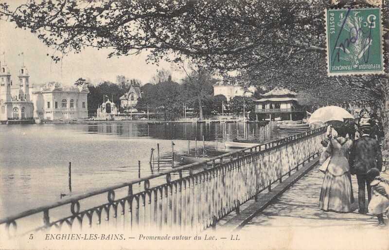 Carte postale ancienne Enghien Les Bains - Promenade Autour Du Lac à Enghien-les-Bains