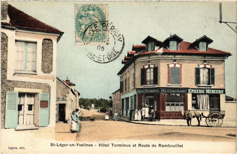 Carte postale ancienne Saint-Léger-en-Yvelines Hotel Terminus Route de Rambouillet à Rambouillet