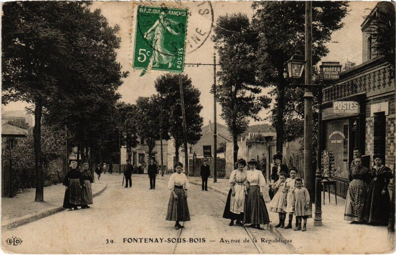 Carte postale ancienne Fontenay-sous-Bois Avenue de la République à Fontenay-sous-Bois