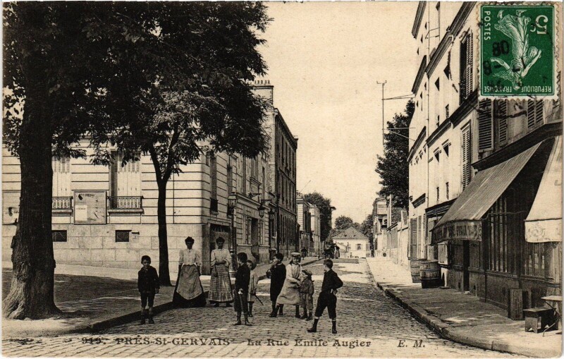 Carte postale ancienne Pré-Saint-Gervais Rue Emile Augier