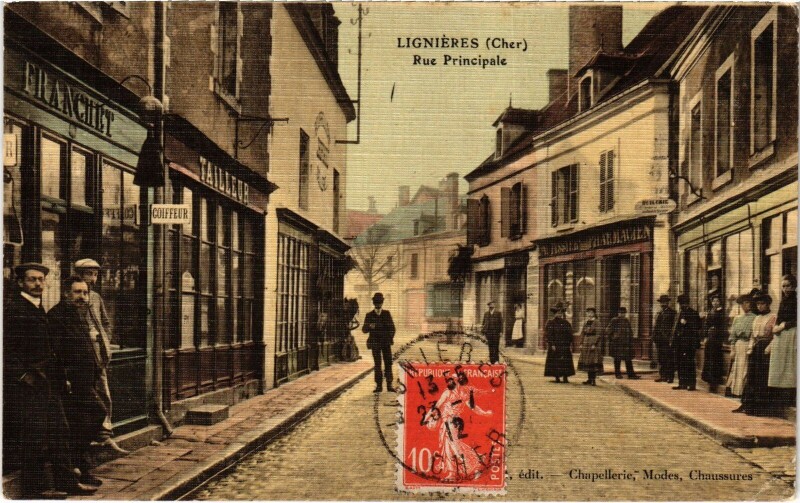 Carte postale ancienne Lignieres Rue Principale