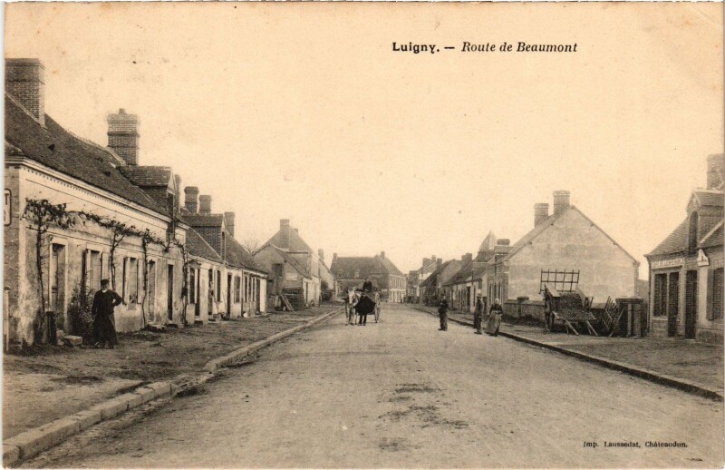 Carte postale ancienne Luigny Route de Beaumont à Luigny