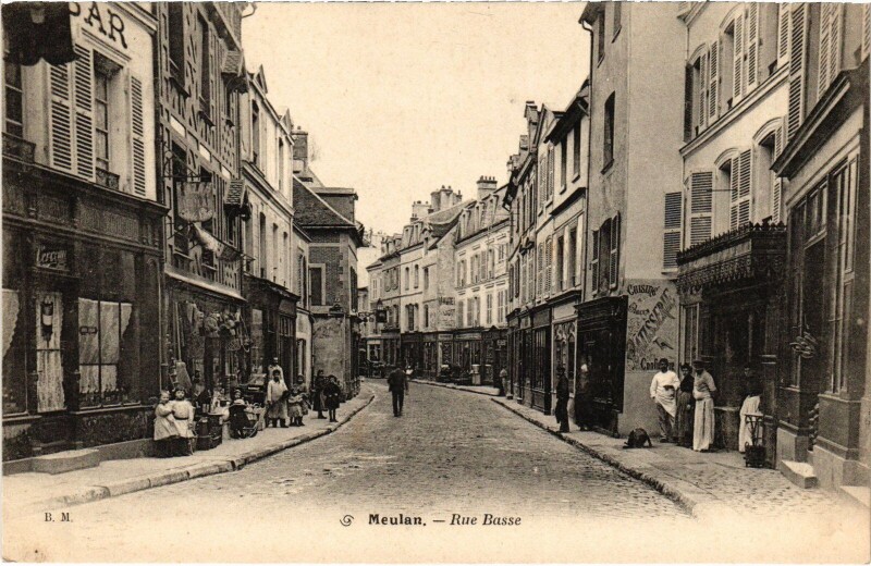 Carte postale ancienne Meulan Rue basse