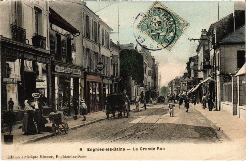 Carte postale ancienne Enghien-les-Bains Grande Rue à Enghien-les-Bains