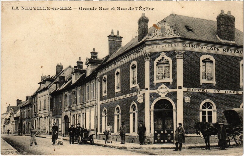 Carte postale ancienne La Neuville-en-Hez Grande Rue rue de l'Eglise à La Neuville-en-Hez