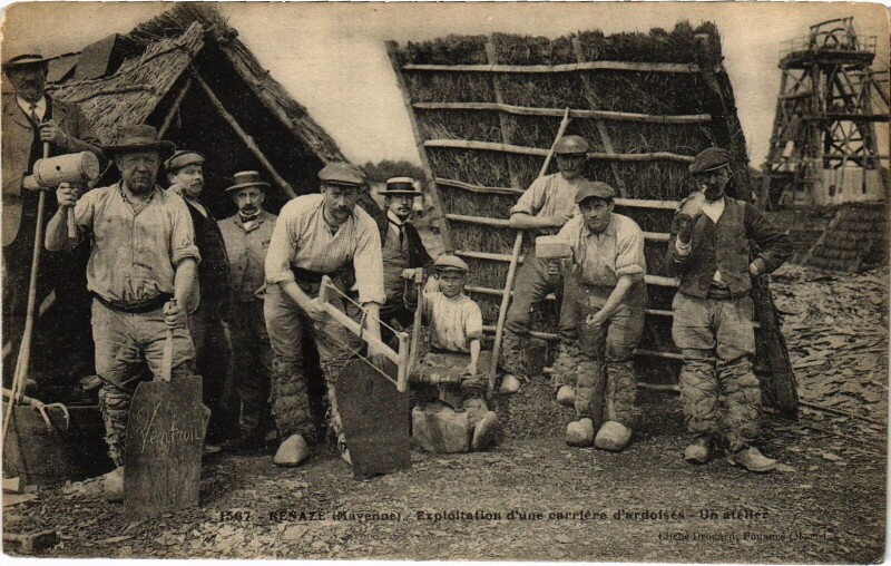 Carte postale ancienne Renaze Carriere d'ardoises Exploitation Mining industry