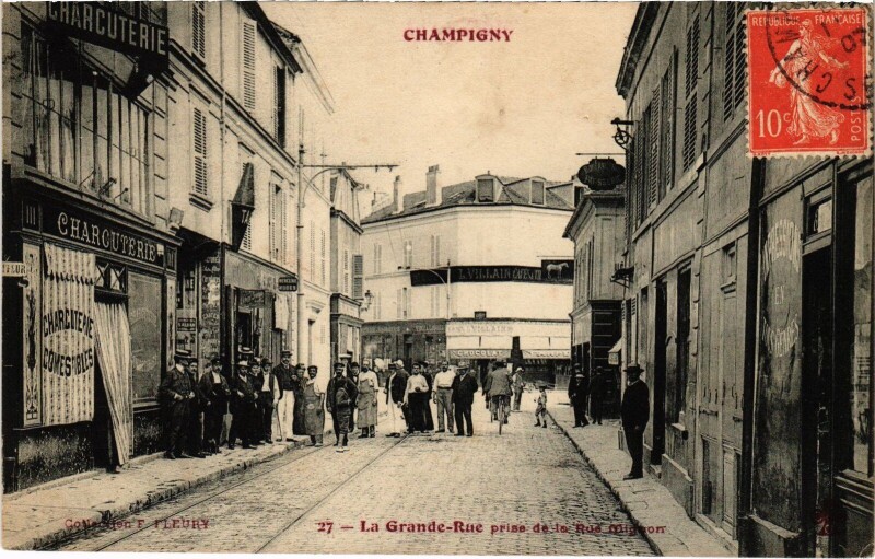 Carte postale ancienne Champigny Grande Rue F. Fleury