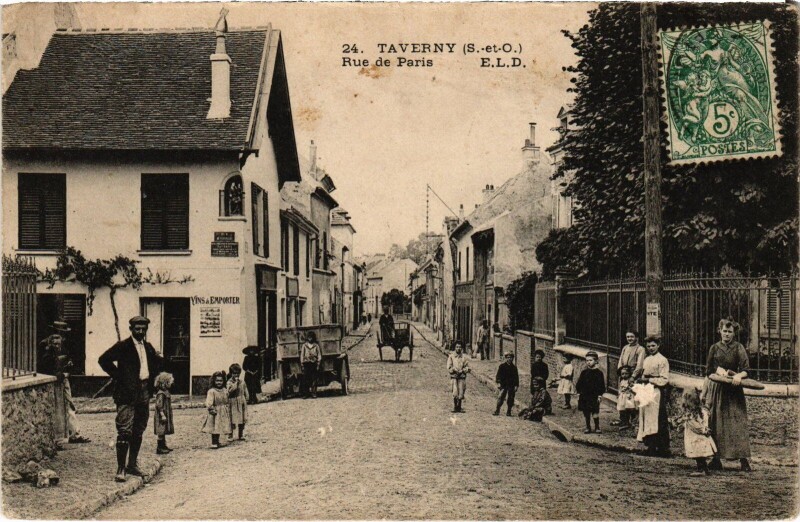 Carte postale ancienne Taverny Rue de paris à Taverny