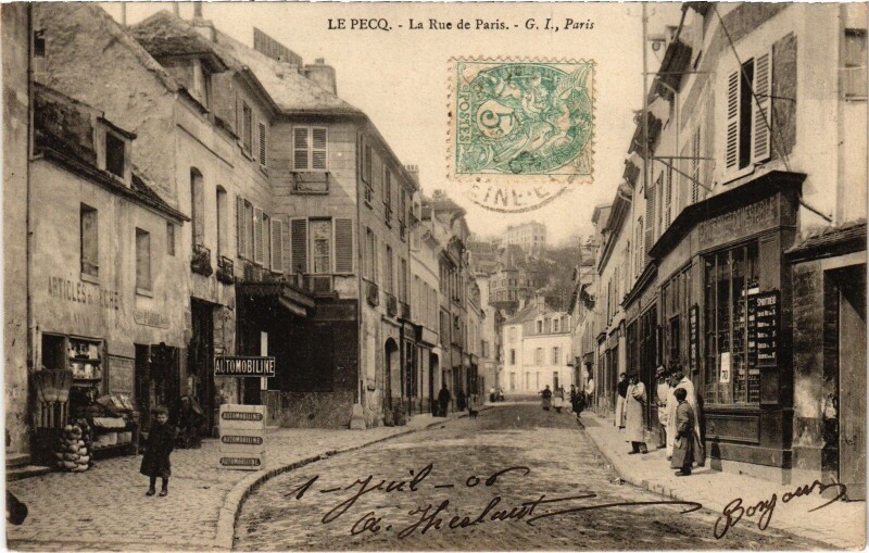 Carte postale ancienne Le Pecq Rue de Paris au Pecq
