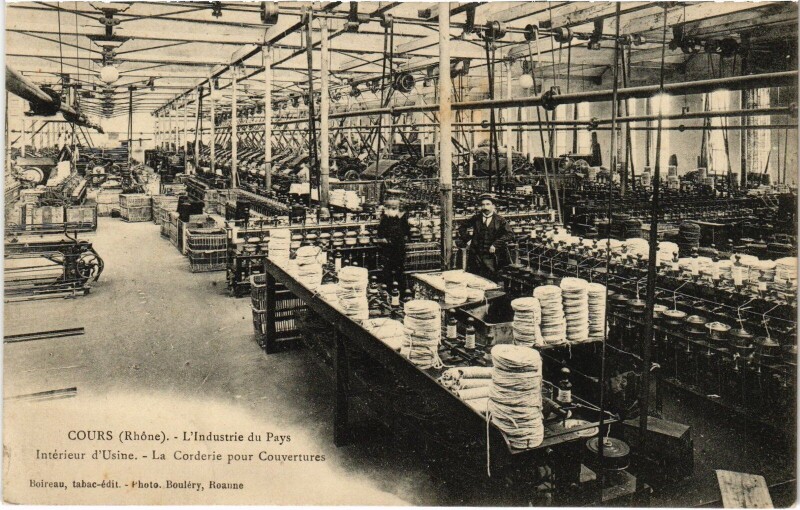 Carte postale ancienne Cours Industrie du Pays Corderie pour Couvertures à Cours