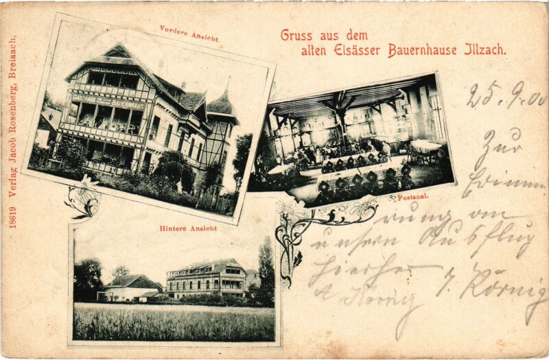 Carte postale ancienne Gruss aus Illzach Eslasser Bauernhause à Illzach