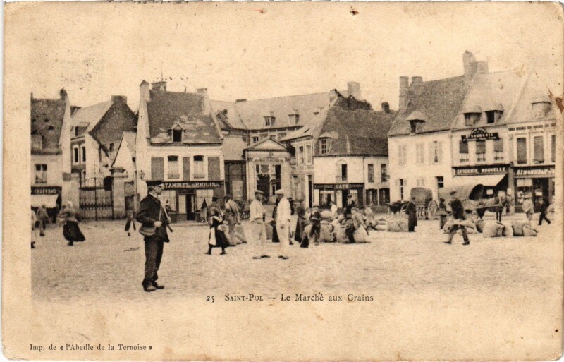 Carte postale ancienne Saint-Pol Marché aux grains