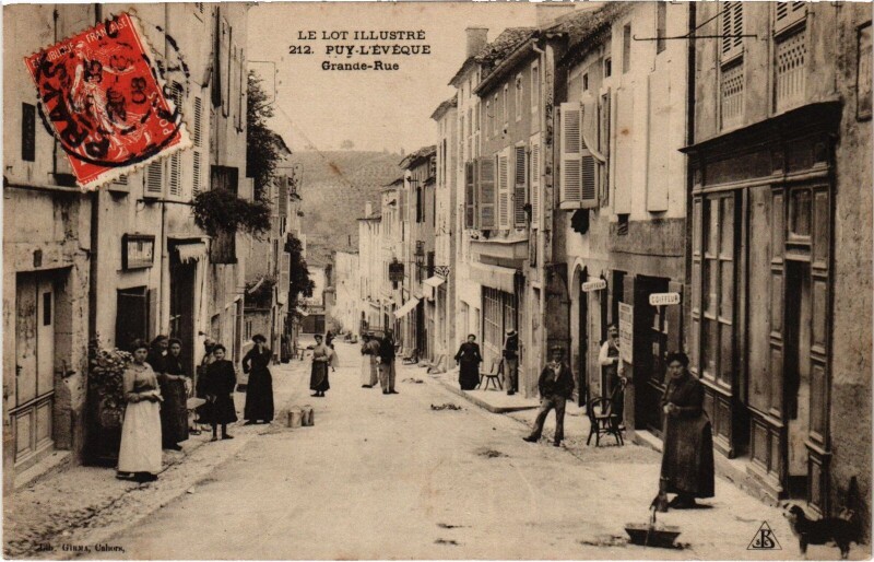 Carte postale ancienne Puy-l'Eveque Grande Rue