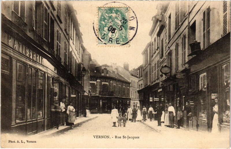 Carte postale ancienne Vernon Rue Saint-Jacques à Vernon