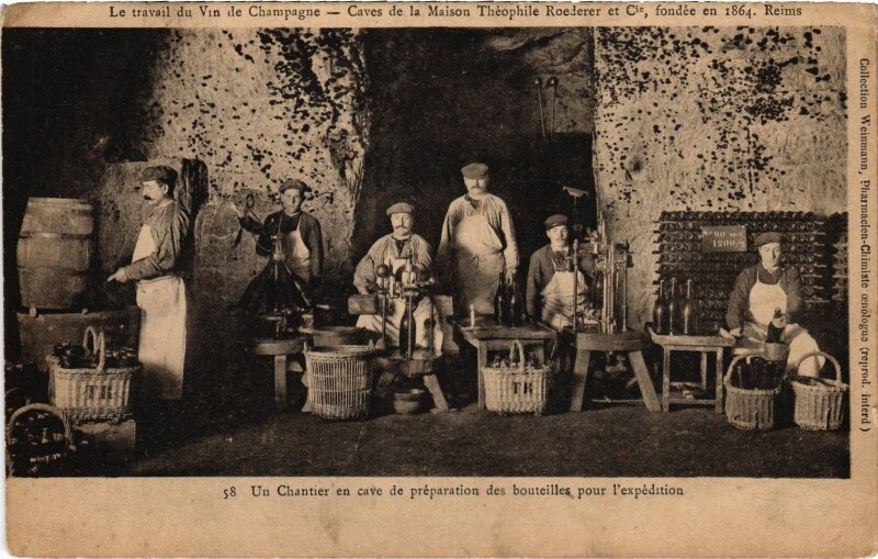 Carte postale ancienne Reims Maison Théophile Roederer Chantier en cave à Reims