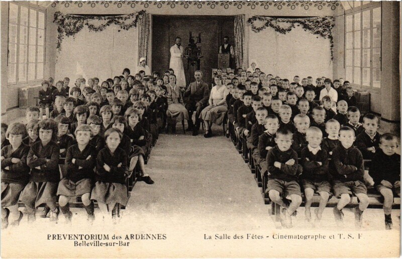 Carte postale ancienne Belleville-sur-Bar Préventorium des Ardennes Salle des Fetes