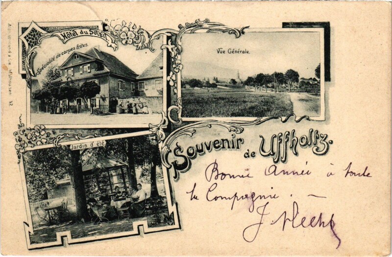 Carte postale ancienne Souvenir Uffholtz Litho à Uffholtz