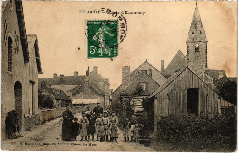 Carte postale ancienne Teloche Route d'Ecommoy