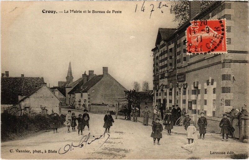 Carte postale ancienne Crouy La Mairie Bureau de Poste à Crouy
