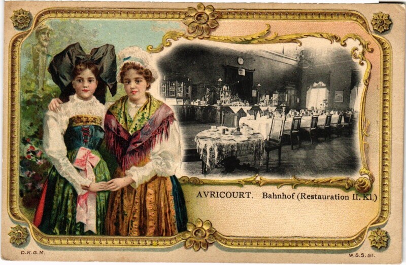 Carte postale ancienne Avricourt Bahnhof Restauration Embossed à Avricourt