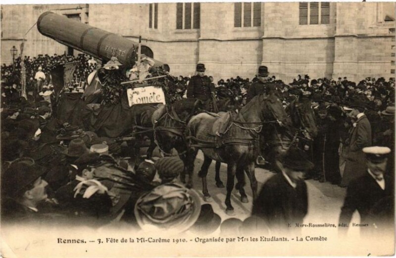 Carte postale ancienne Rennes Fete de la Mt-Careme 1910 Organisée par Mrs les Etudiants à Rennes