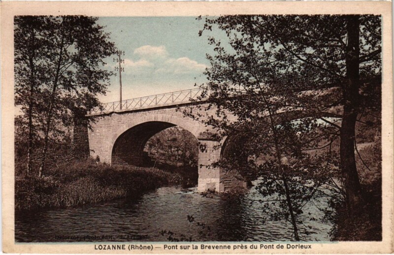 Carte postale ancienne Lozanne - Pont sur la Brevenne pres du Pont de Dorieux à Lozanne