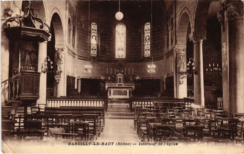 Carte postale ancienne Dardilly-le-Haut - Interieur de l'Eglise à Dardilly