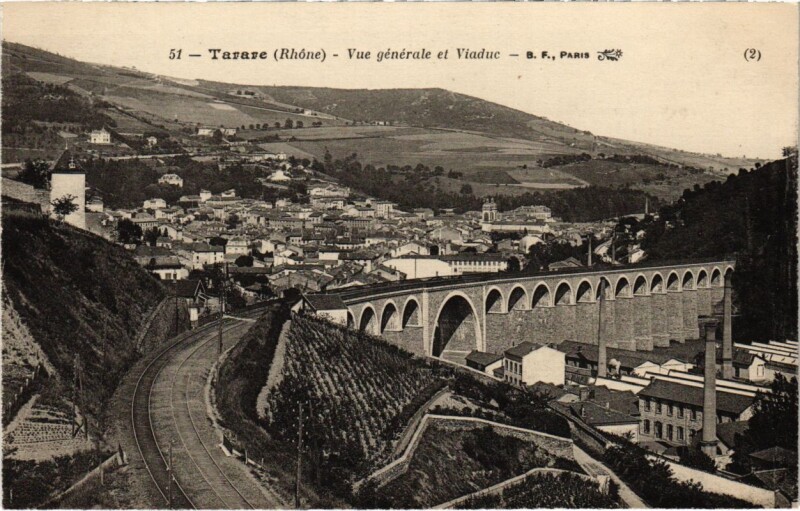 Carte postale ancienne Tarare - Vue Generale et Viaduc à Tarare