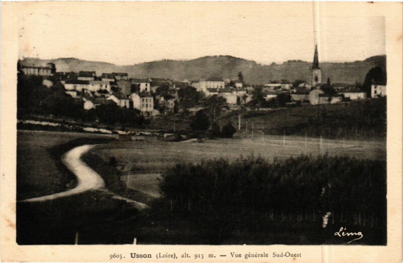 Carte postale ancienne Usson-en-Forez - Usson - Vue Generale Sud-Ouest France à Usson-en-Forez