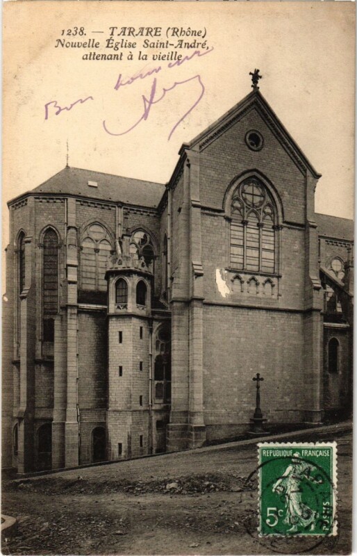 Carte postale ancienne Tarare - Nouvelle Eglise Saint-Andre - Attenant a la Vieille à Tarare