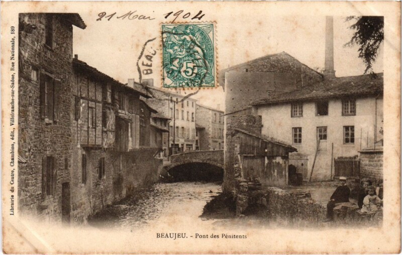 Carte postale ancienne Beaujeu - Pont des Penitens à Beaujeu