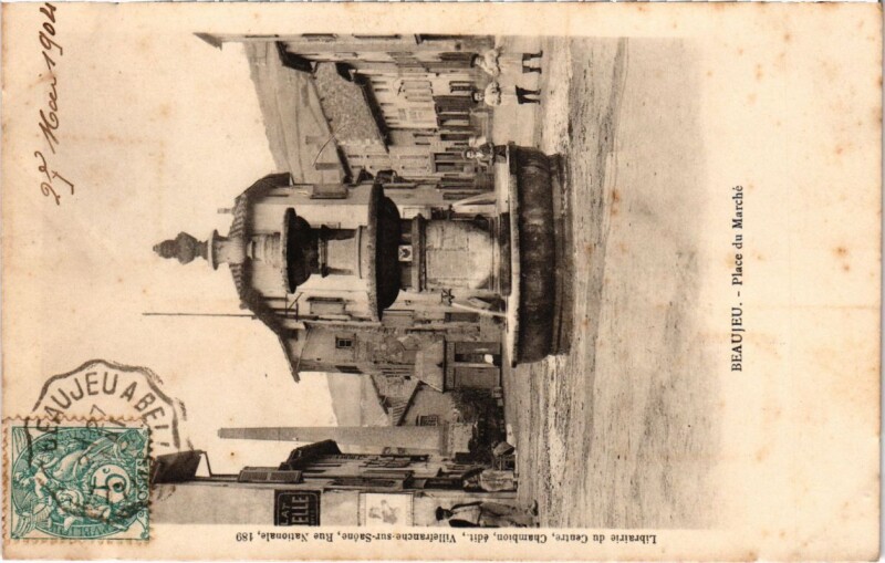 Carte postale ancienne Beaujeu - Place du Marche à Beaujeu