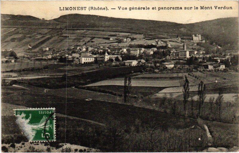 Carte postale ancienne Limonest - Vue Generale et Panorama sur le Mont Verdun à Limonest