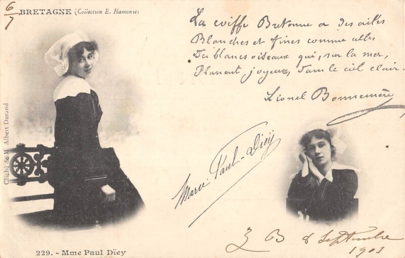 Carte postale ancienne Mme Paul Diey - Bretagne