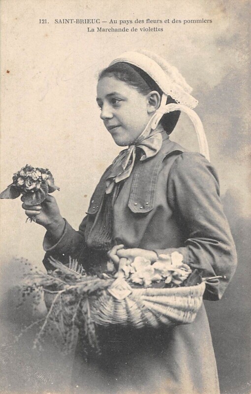 Carte postale ancienne Saint Brieuc - Au Pays Des Fleurs Et Des Pommiers - Marchande De Violette à Saint-Brieuc