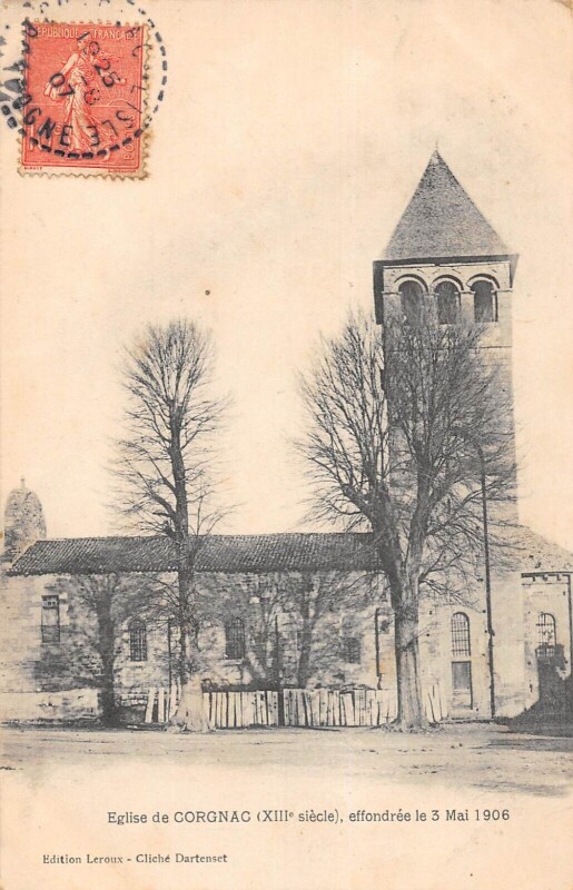 Carte postale ancienne Eglise De Corgnac - Effondree Le 3 Mai 1906