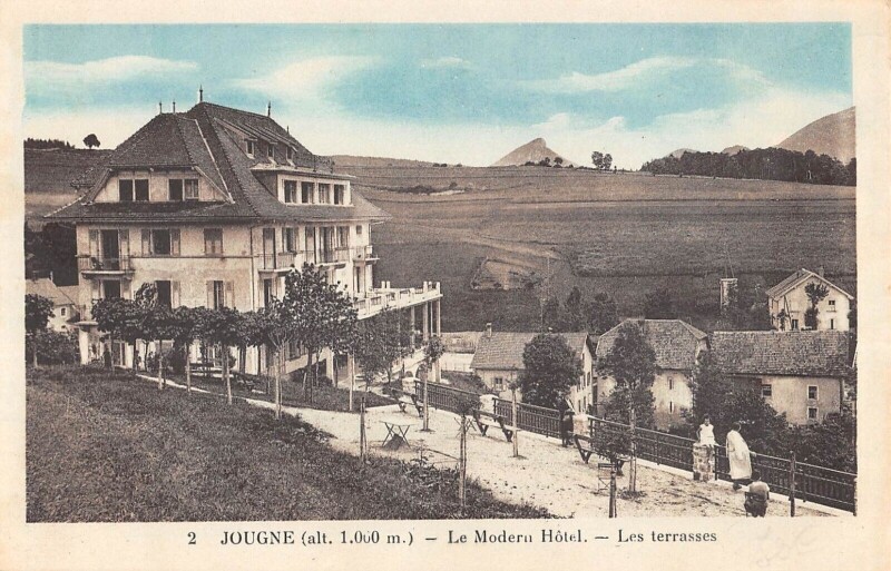 Carte postale ancienne Jougne - Le Modern Hotel - Les Terrasses à Jougne