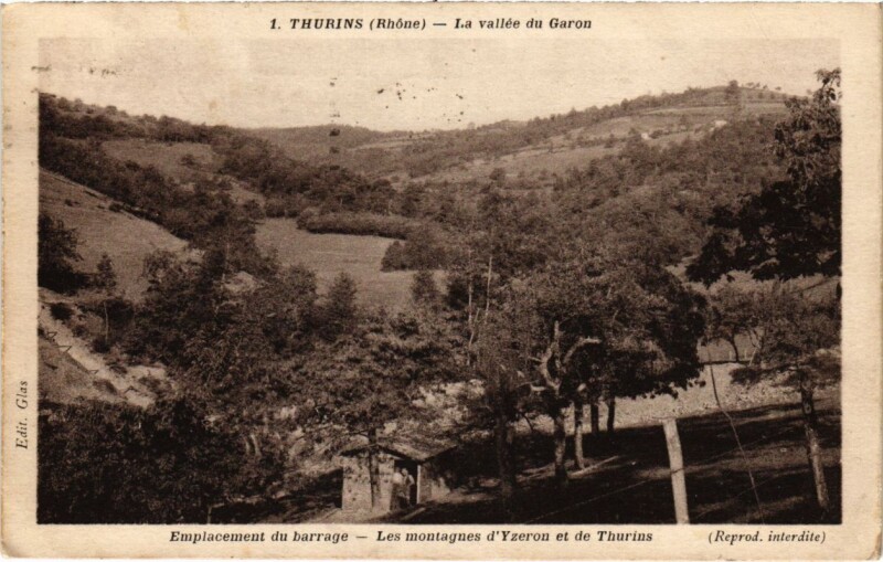 Carte postale ancienne Thurins - La Vallee du Garon - Emplacement du Barrage à Thurins