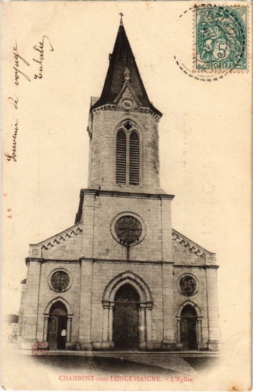 Carte postale ancienne Chambost-sous-Longessaigne - L'Eglise à Longes